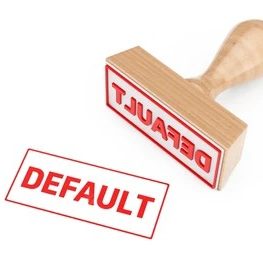 DEFAULT Rubber stamp with the word "DEFAULT" in bold red on a wooden handle.