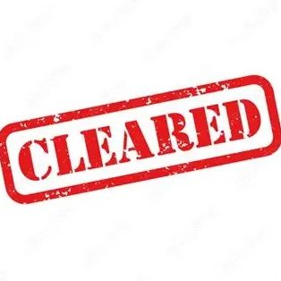 CLEARED Red stamp with the word "CLEARED" in bold, distressed letters.